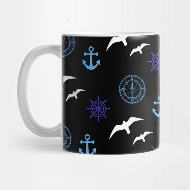 Navy Blue Nautical Anchor Pattern by EACreaTeeve